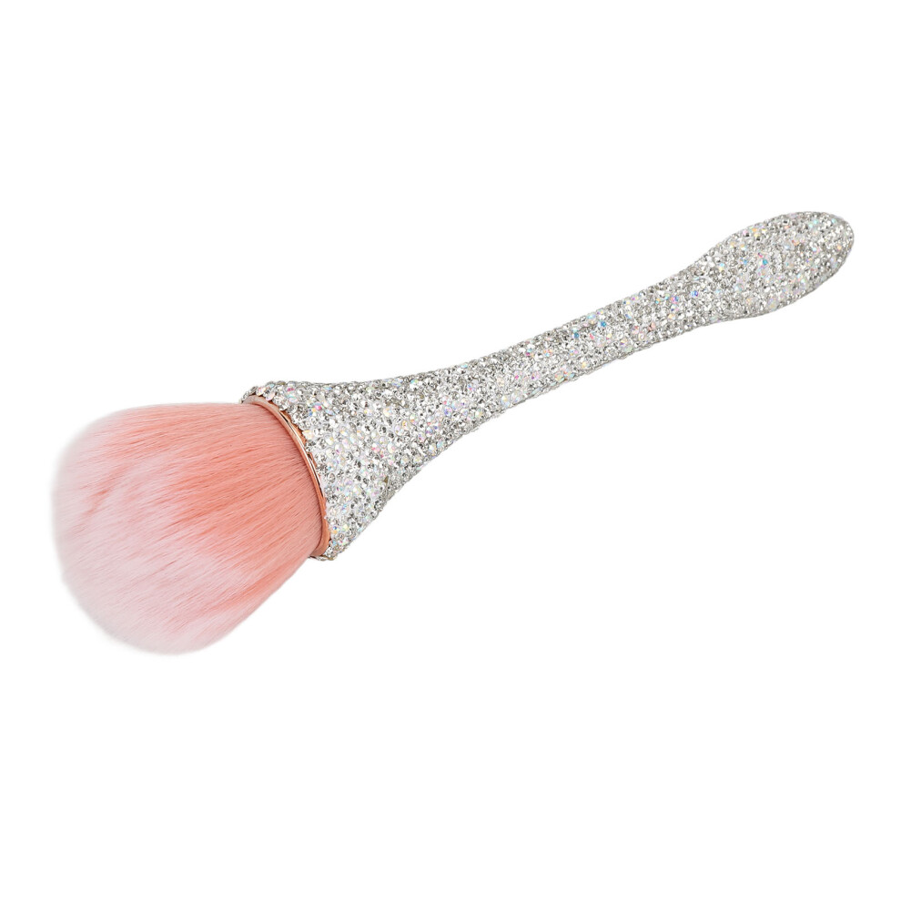 White Nail Dust Cleansing Brush, Soft Nylon Hair, Comfortable Grip