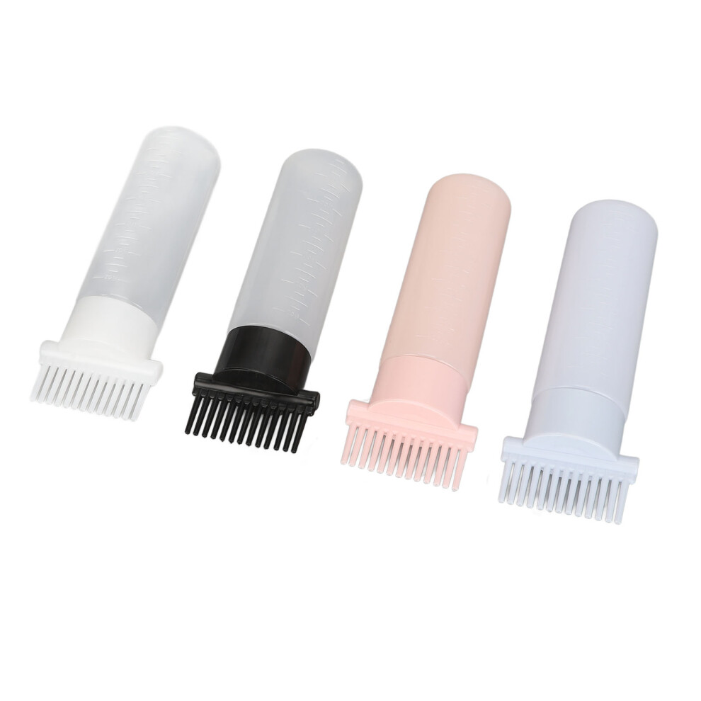 4pcs Plastic Comb Applicator Bottles with Clear Scale, 120ml Hair Dye Brush