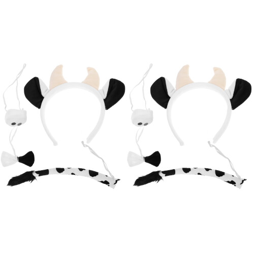 2Conjuntos Acessórios Vaca De Pelúcia, Cauda E Diadema Para Cosplay 2