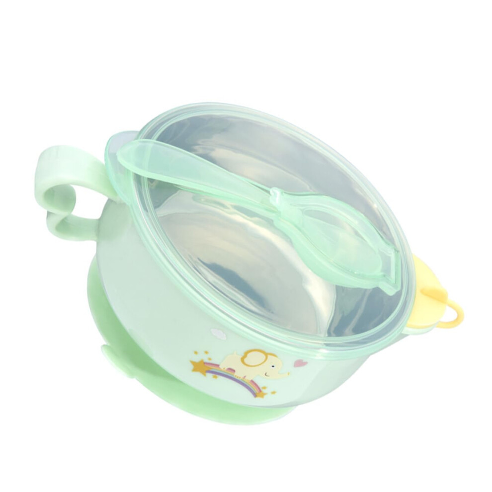 Suction Bowl With Spoon NonSlip Silicone BPA Dishwasher Safe Feeding Training Bowl Easy Clean
