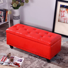 Large Storage Space Footstool Faux Leather Bed End Bench Ottoman Footrest Hallway Storage Bench 100x45x40 CM