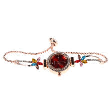 5Pcs Stylish Red Floral Quartz Watches for Women Lightweight Bracelet