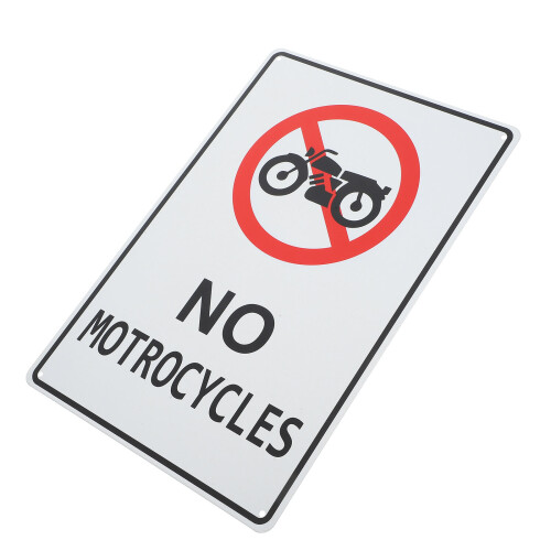 3Pcs Sturdy White Sign No Motorcycles Street Warning Caution 1