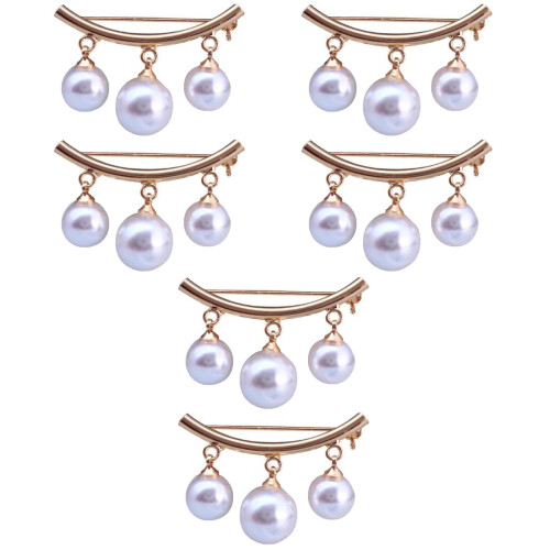 6Pz Distintivo Creativo Dorato Con Perla Accessorio Chic Per 2