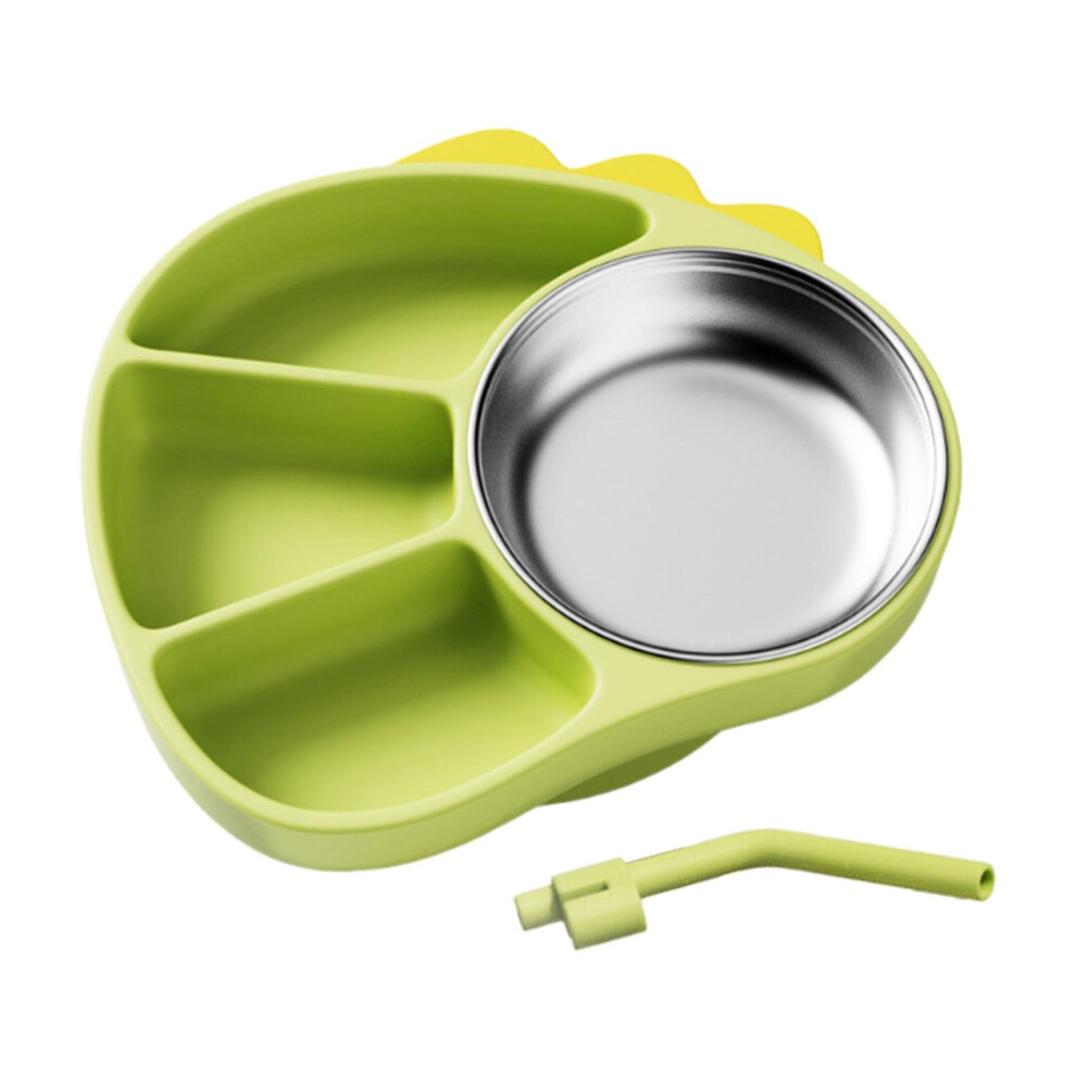 Baby Suction Plate with Stainless Steel Liner, Strong Suction Base, Silicone Divided Feeding Plate for Toddlers