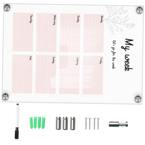 Transparent Whiteboard Writable Memo Board with Push Pins and Marker