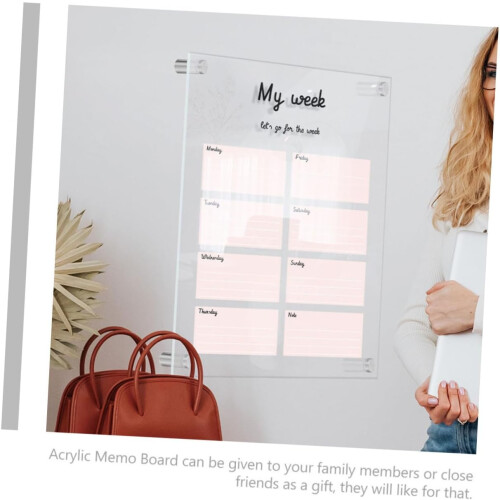 Transparent Whiteboard Writable Memo Board with Push Pins and Marker 1