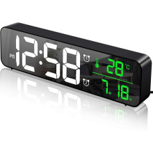 Voice Activated Digital Wall Clock, LED Display with Memory Function for Bedroom, Office (Adjustable Brightness, Modern Style Decor)