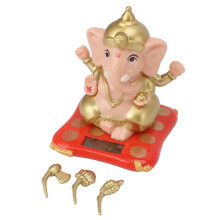 Solar Dance Ganesha Idol Hindu Elephant God Sculpture Stress Relief Decorative Item For Car Dashboard Yoga Room Altar Shrine Symbol Of Good Fortune