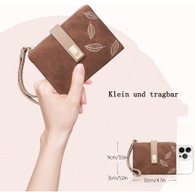 Chic Leaf Bifold Wallet, Secure Card Holder Purse with Zipper Lock for Women's Everyday Use (Small, 100% Vegan Leather)