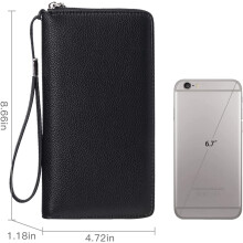 Clutch Wallet for Women, RFID Blocking Leather Zip Around Wallet Large Capacity Credit Card Holder with Pen Holder, Wristlet Purse for Daily Use and