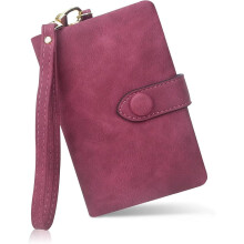 Elegant Stylish Women's Wallet, Premium Leather Small Bifold Clutch with Snap Closure and Detachable Wristlet for Parties Shopping Traveling