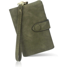 ID Window Wallet for Women, Zipper Coin Purse with Bifold Ladies Wristlet Design, Leather Wallet Featuring RFID Blocking Wallet and Card Slots, Large
