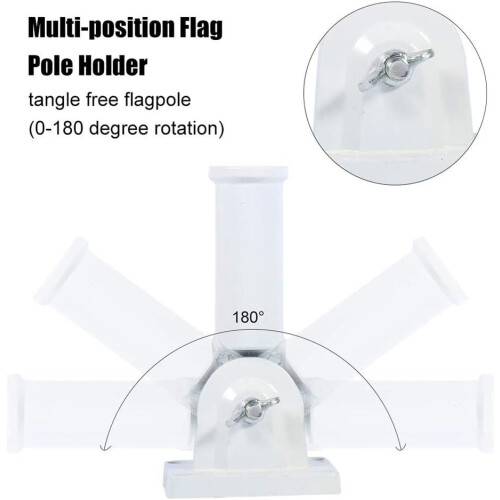 Adjustable Bracket Multi-Position Wind Resistant Heavy Duty Construction, White Finish Universal Pole Fit For Wall Mountable, Mounting Hardware Includ 2