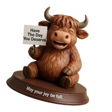 Highlands Cow Figurine Decors Cow Gnomes Flower Resins Statue-C