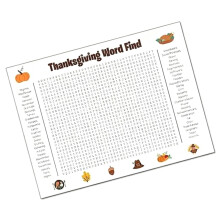 Affiches murales amusantes de recherche de mots de Thanksgiving,