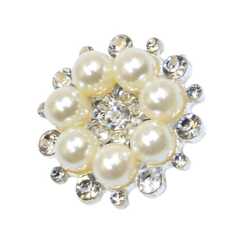 Pearls Rhinestones Embellished Cufflinks Clips-silver