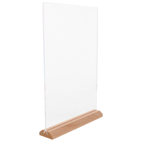 4Stk Eleganter Acryl Schildhalter Mit Holzfuß Display Stand 2