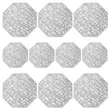 Modern Octagonal Cutout Coasters Set Spill Resistant-silver