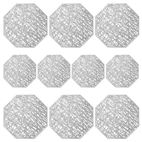 Modern Octagonal Cutout Coasters Set Spill Resistant-silver