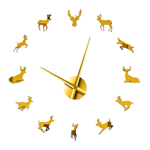 DIY Wall Clock,Frameless Large 3D DIY Wall Clock Set-Gold