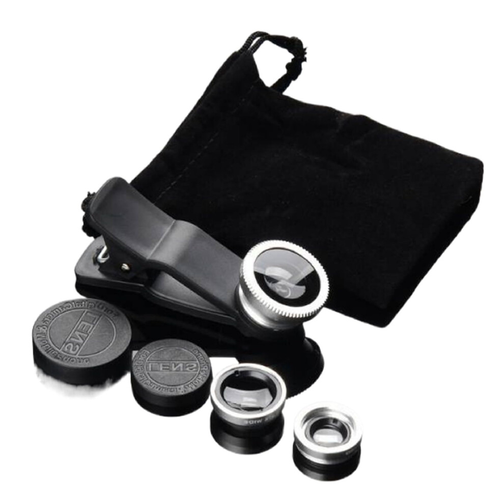 3 In 1 Camera Lens Wide Angle Macro Fisheye Clip On Smartphone Silver 9412369357403