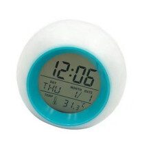 Stille werking Ronde 7 kleurveranderende LED-wekker met-Blauw