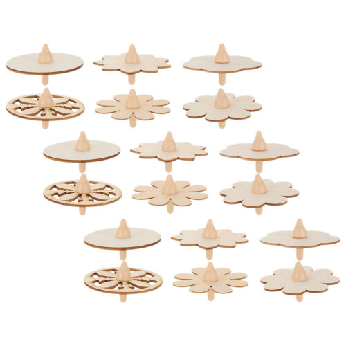 54Pz Gioco Giroscopico Legno Portatile Per Bambini Beige 2