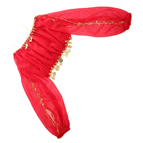 2Pz Top Danza Performance Rosso in Chiffon Maniche Lunghe Design Unico 1