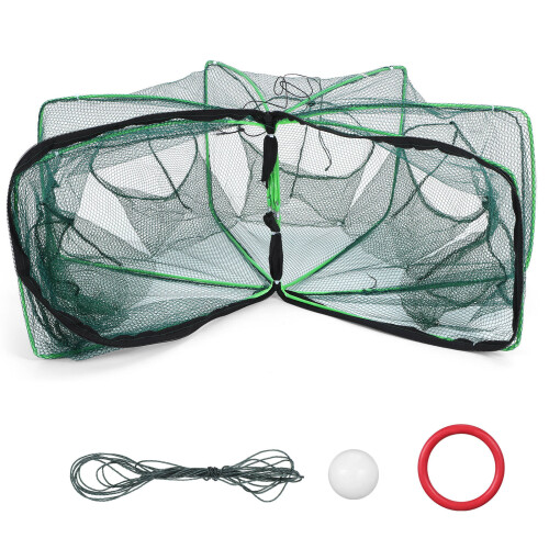 5Pz Rete Pesca Pieghevole Verde Nylon Per Gamberetti E Fiumi 1