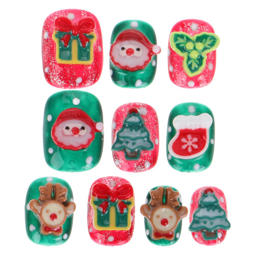 Unhas Artísticas Curtas Natalinas Plásticas Para Mulheres 1