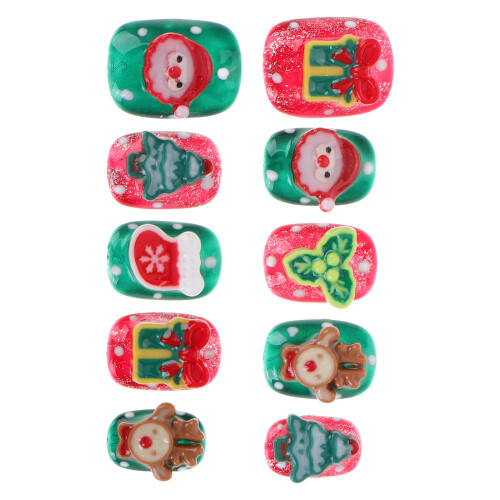 Unhas Artísticas Curtas Natalinas Plásticas Para Mulheres 2