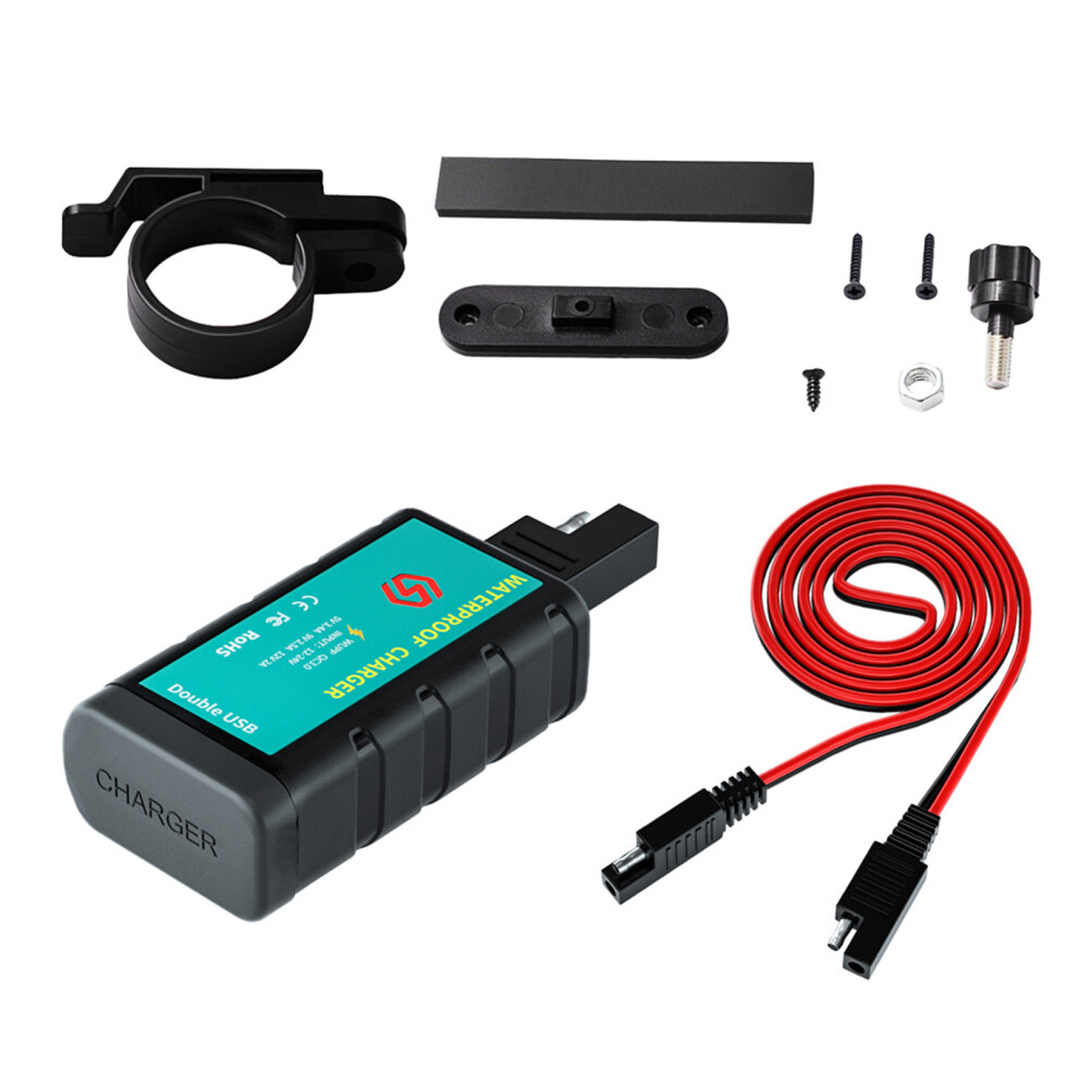 6Sets Dual Port Motorcycle Charger Sae To Usb Adapter Green 3582228248503
