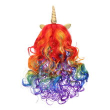 3Pz Parrucca Riccia Unicorno Per Cosplay E Decor
