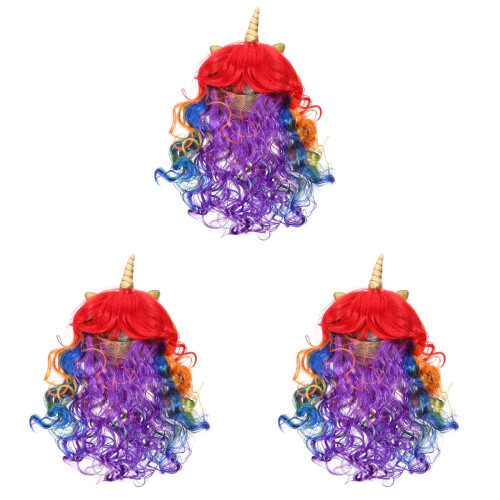 3Pièces Perruques Bouclées Longues Colorée 2