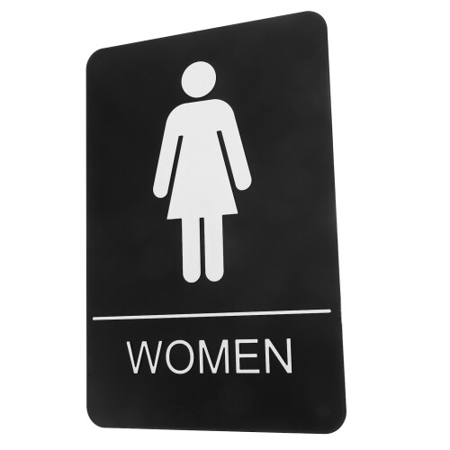 3Pz Donna Per Bagno Nero Acrilico Con Braille Autoadesivo 1