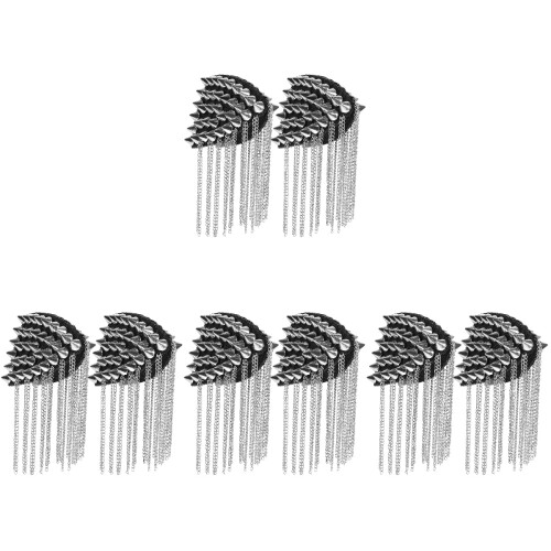 8Pz Epaulette Con Catena E Frange, Gioielli Spalla Argento Per Eventi 2