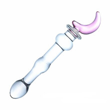Glass Wand Dildo With Coloured Adornments Pink Moon Glass Toy Wand