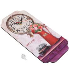 Accurate Pointer with Minimal Noise Battery Operated Home Decor, 14 Inch Wooden Wall Clock with Vintage Floral Design for Bedrooms Living Rooms Study
