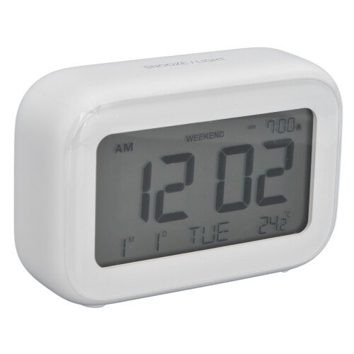 Elegant Digital Alarm Clock, White Mini Clock With LCD Display And Snooze Function For Home And Office Use 2