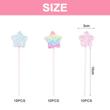 Splendidi accessori decorativi per feste, decorazioni per cupcake a forma di cuore glitterato, decorazioni per torte con stelle luminose, perfetti