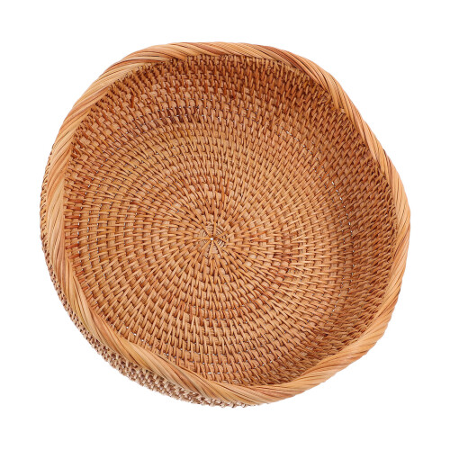 2Stk Kleiner Rundkorb Rattan Beige Für Snacks 2