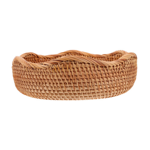 2Stk Kleiner Rundkorb Rattan Beige Für Snacks 1