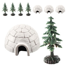 2Sets Mini Diorama Igloo En Boom Plastic Winter DIY Speelgoedset