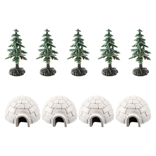 2Sets Mini Diorama Igloo En Boom Plastic Winter DIY Speelgoedset 2