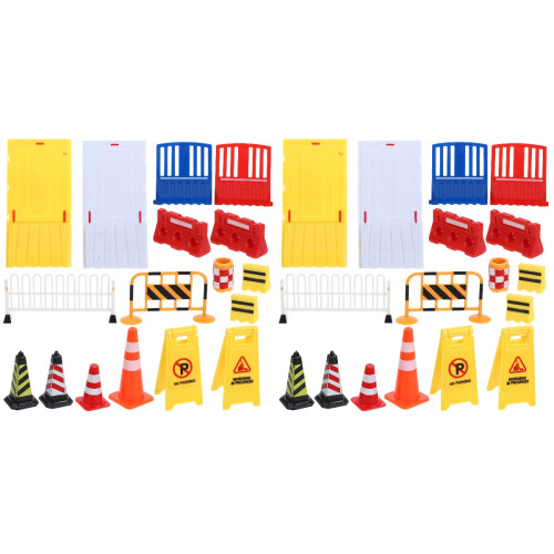 2Sets Mini Verkeersborden En Afzettingen Speelset Van Stevig Plastic 2