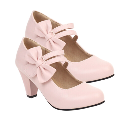2Paren Modieuze Roze Chunky High Heels Met Strik En Elegant Design 1