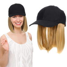 5Stk Gelber One-Piece Wig Hat Mit Geradem Haar Für Damen