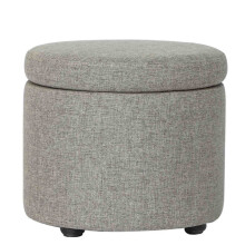 Removable Lid Storage Footstool, Round Fabric Ottoman for Living Room, Dorm, Vanity, Shoe Storage, Max Load 80kg