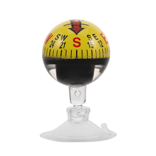 4Pcs Yellow ABS Car Compass with Suction Cup Portable Dashboard Mount 1
